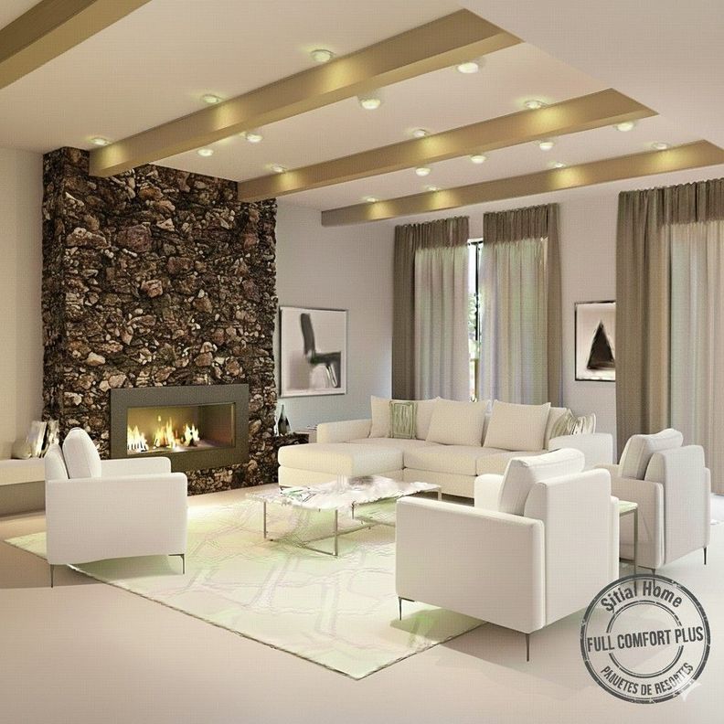 Living 311 Emiratos Blanco Seccional + 3 poltronas resortes