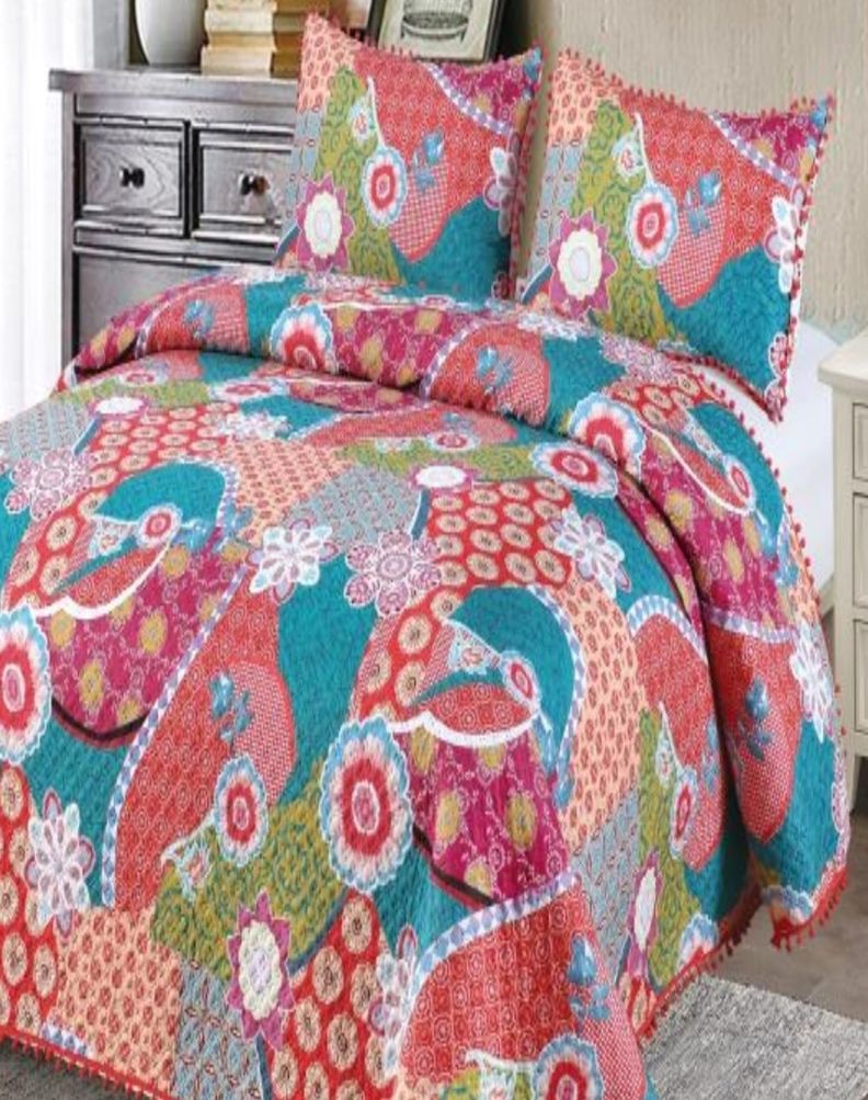 Cubrecama Ligero De Verano Con Pompones - Elegantes KING / Super King TD12-2