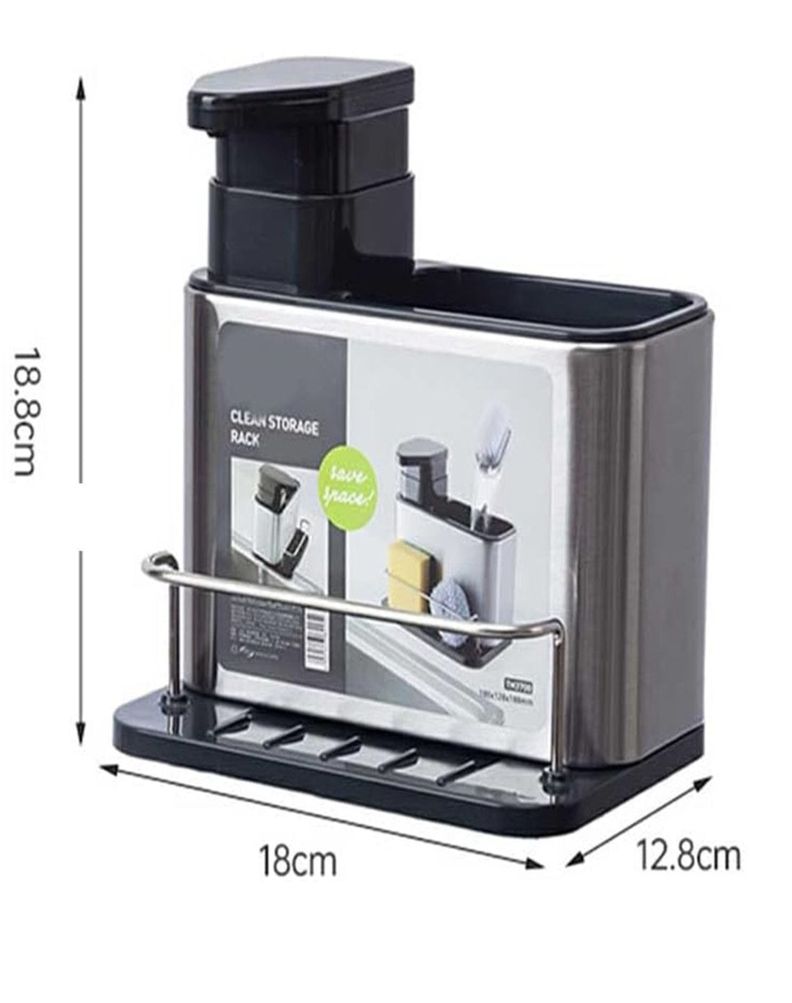 Organizador 3 en 1 Dispensador Jabón y Porta Esponja-1