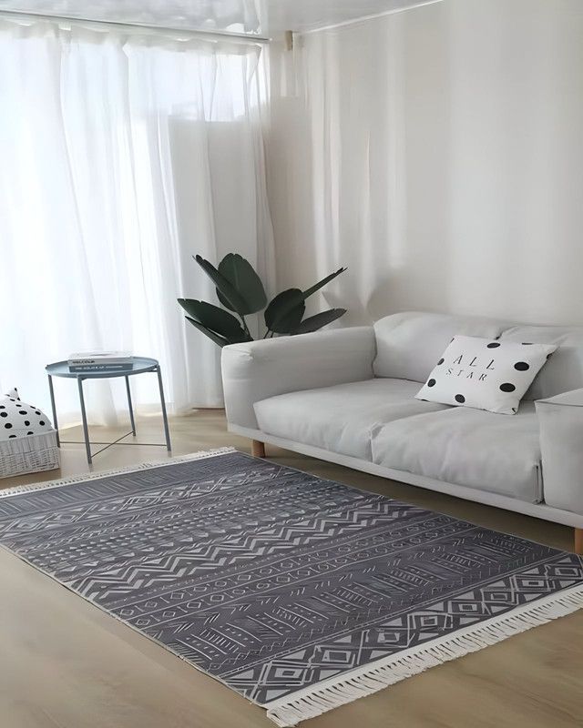 ALFOMBRA DE LINO 160 X 200 ELEGANTES CON FLECOS A03-2