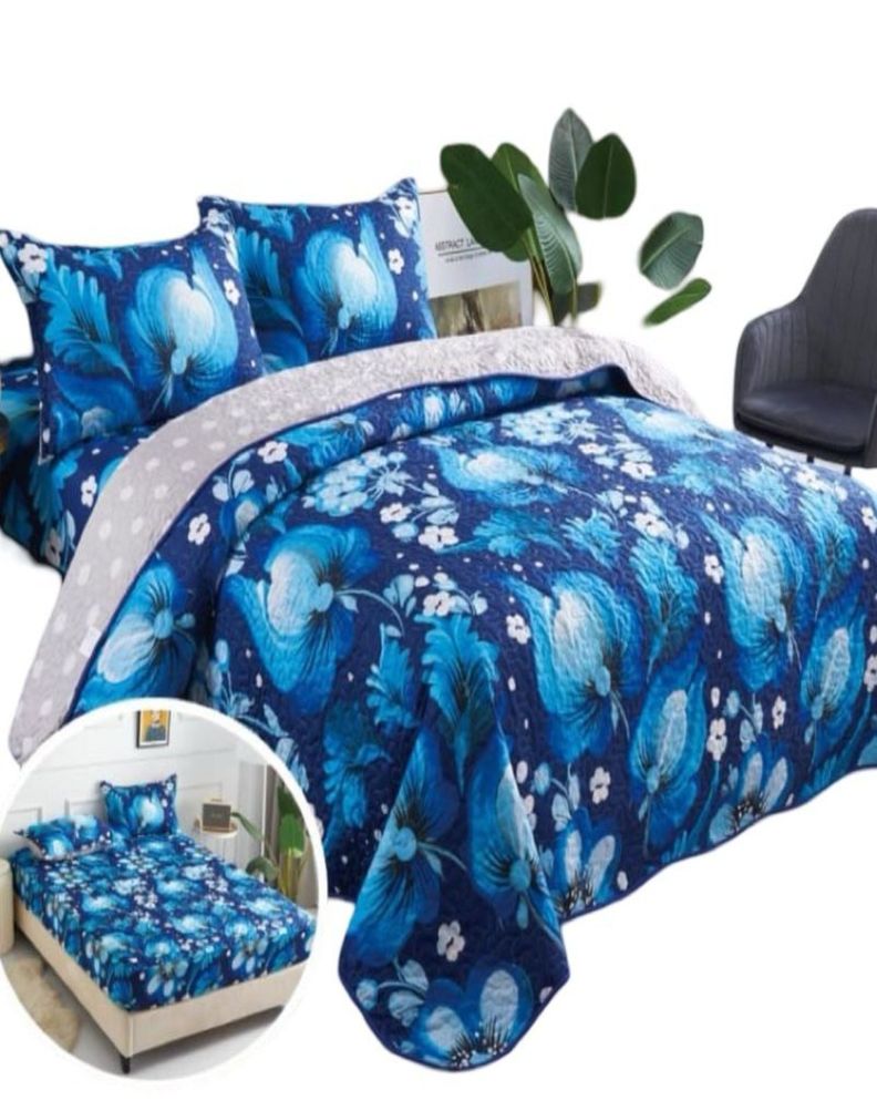 CUBRECAMA QUILT 5 PIEZAS CON JUEGO DE SÁBANAS T08-0