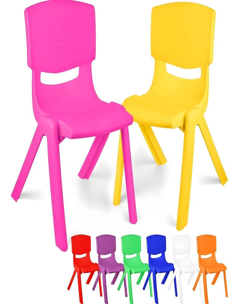 Mini Silla Plástica Infantil Piso Asiento ROSA-3