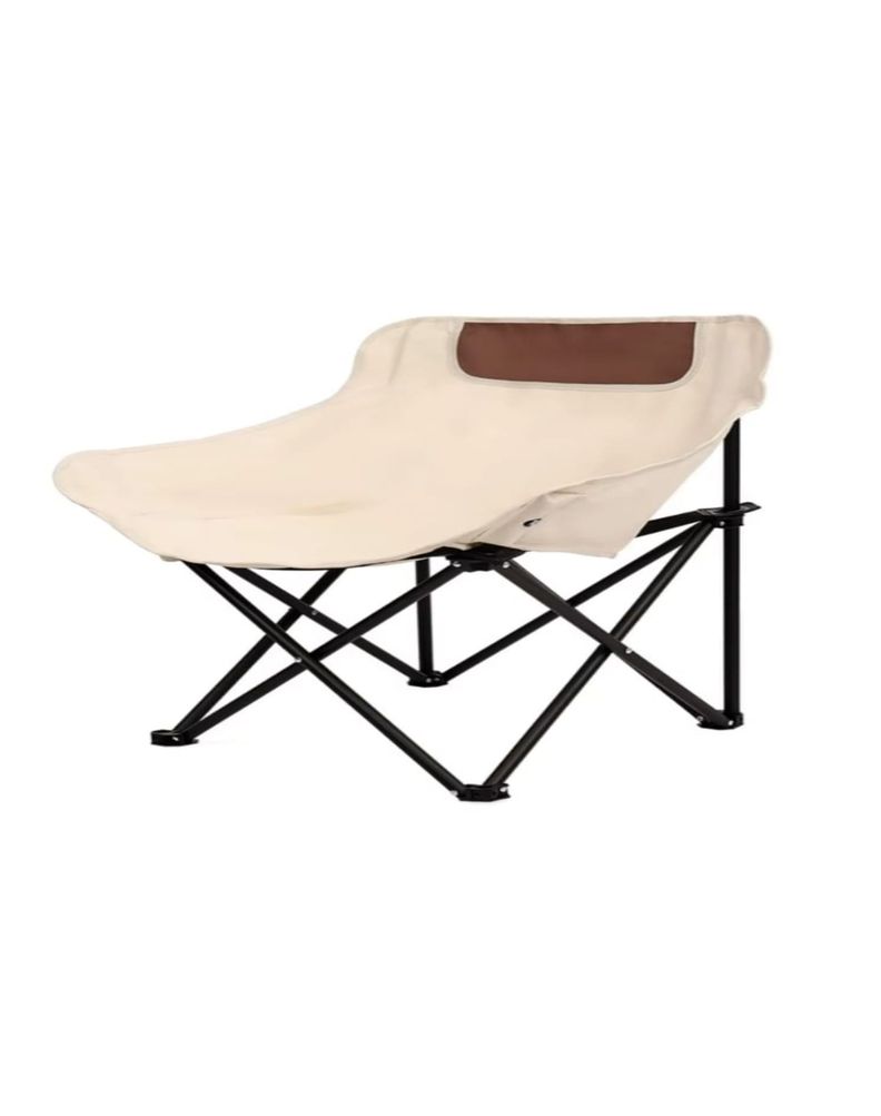 Silla Plegable de Lona para Exterior Camping Crema-0