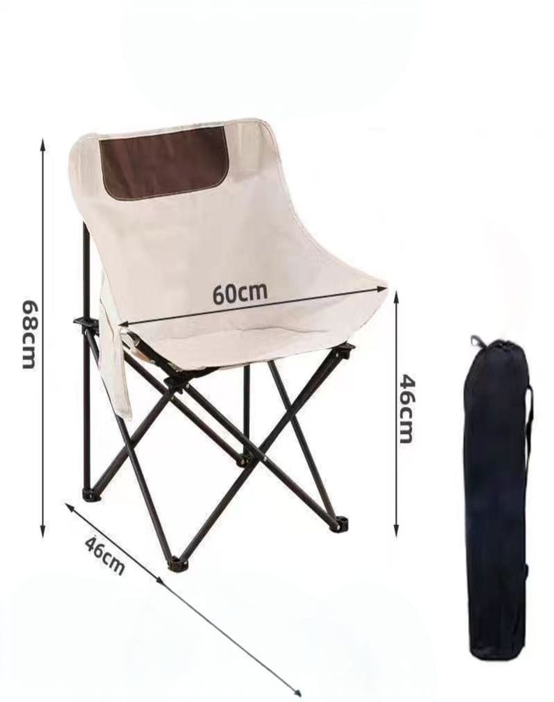 Silla Plegable de Lona para Exterior Camping Crema-1