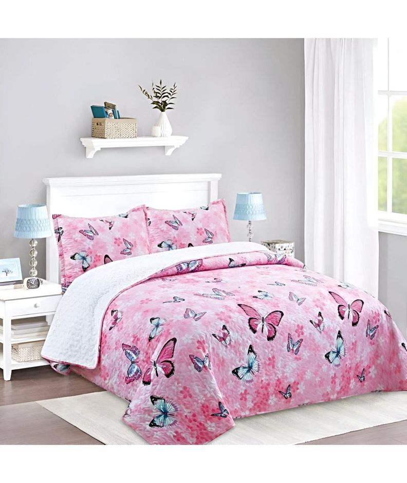 CUBRECAMA QUILT SHERPA INVIERNO PLAZA Y MEDIA C24-1