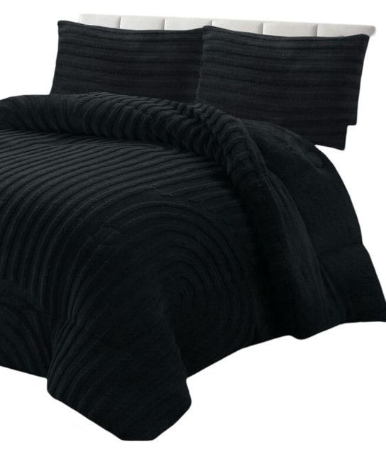 CUBRECAMA GRUESO PARA INVIERNO 2 PLAZA NEGRO C03-0