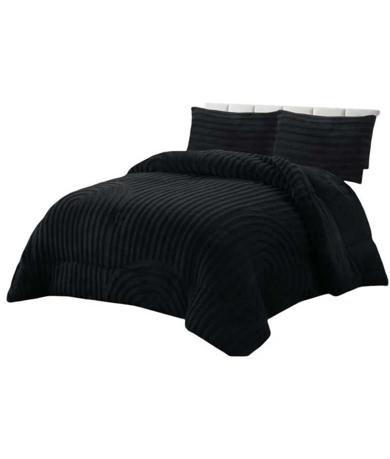 CUBRECAMA GRUESO PARA INVIERNO 2 PLAZA NEGRO C03-1