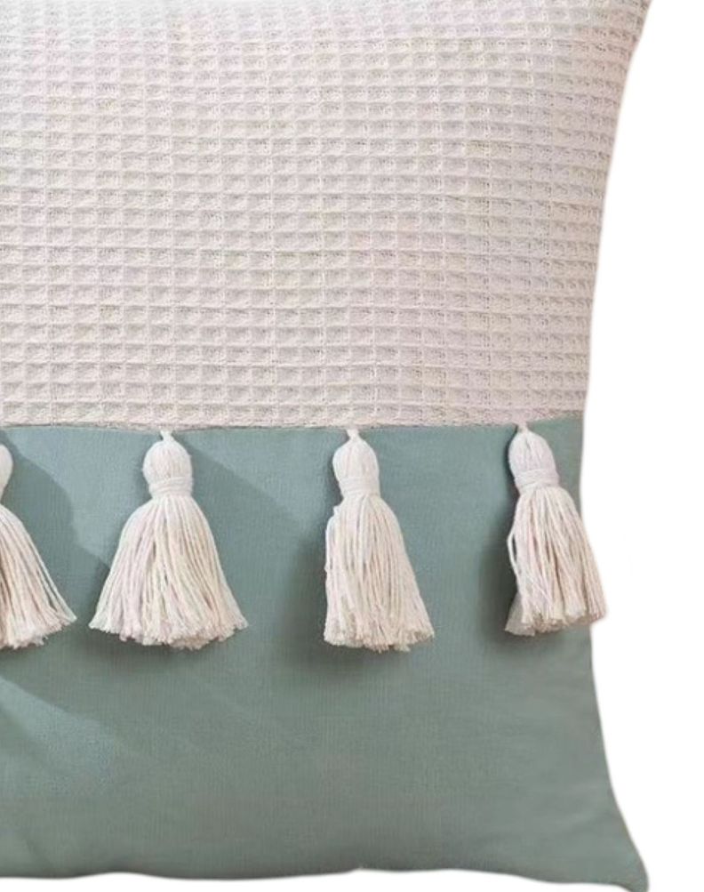 Set de 4 Fundas de Cojín con Pompones-Turquesa-1