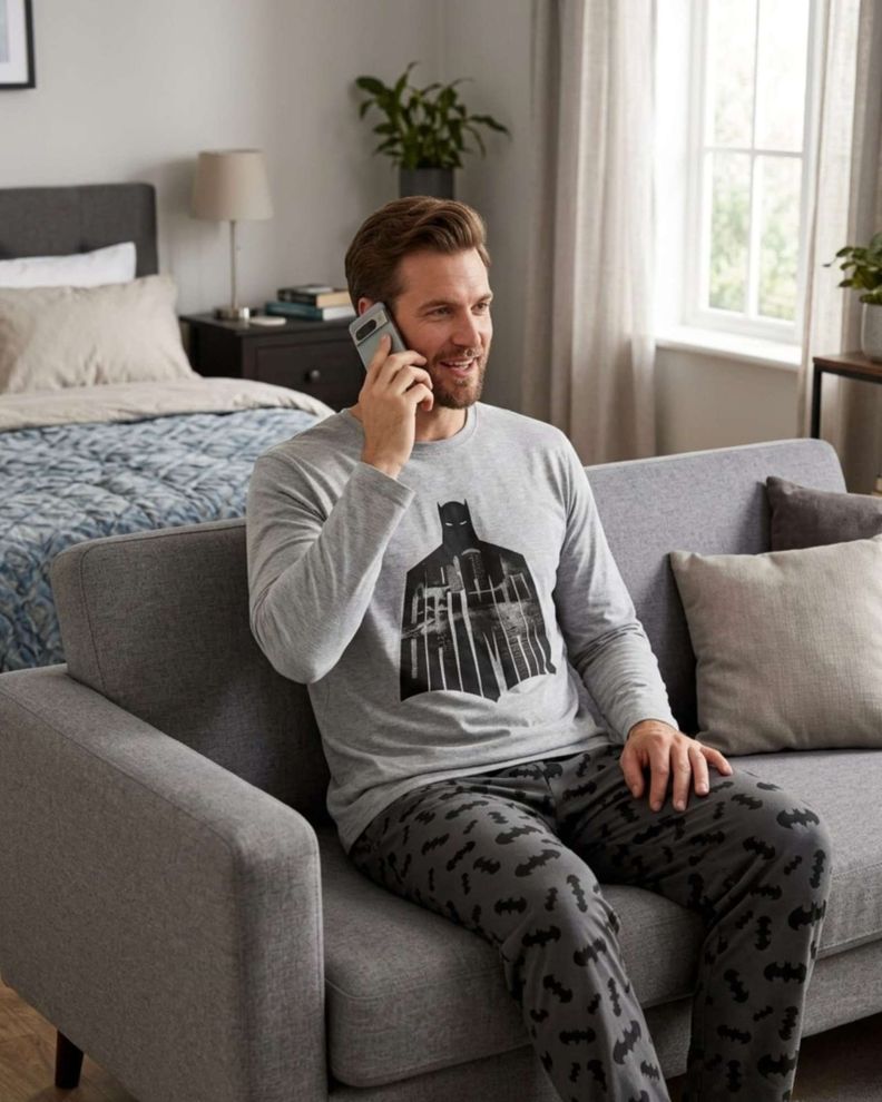 Pijama Hombre Batman Micropolar Térmico Invierno Talla M B3