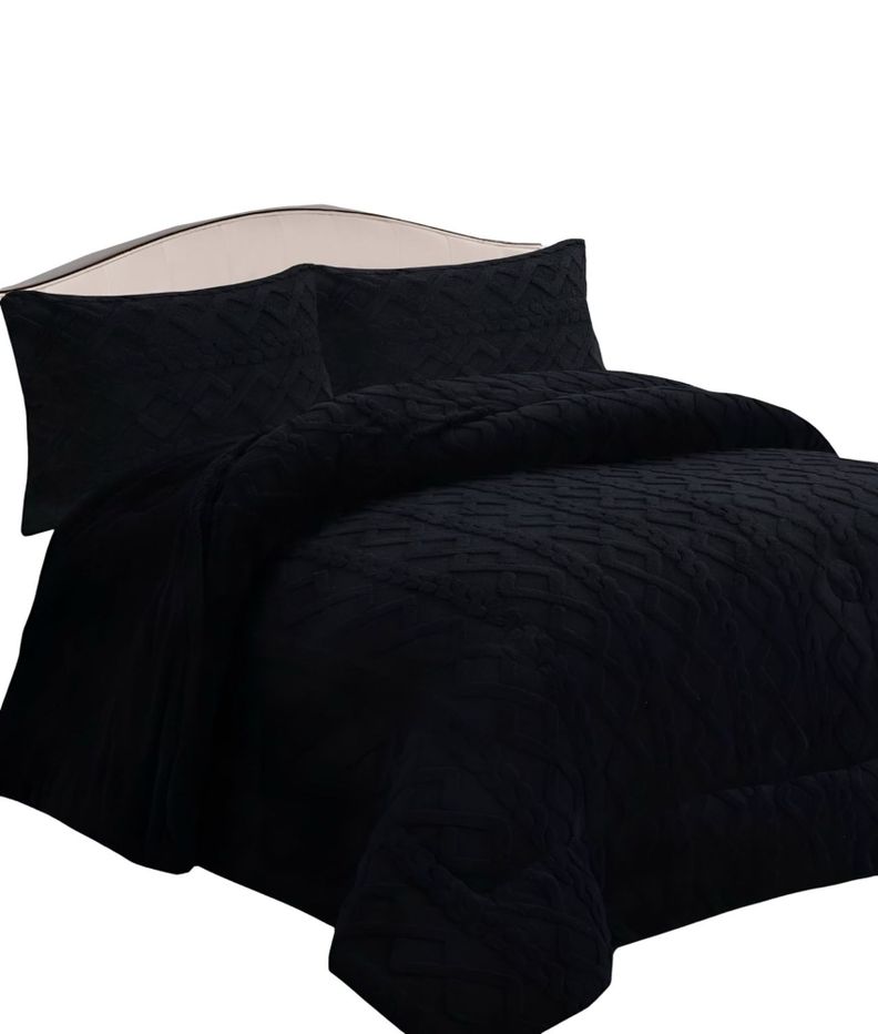 CUBRECAMA GRUESO PARA INVIERNO KING - SUPER NEGRO -12-1