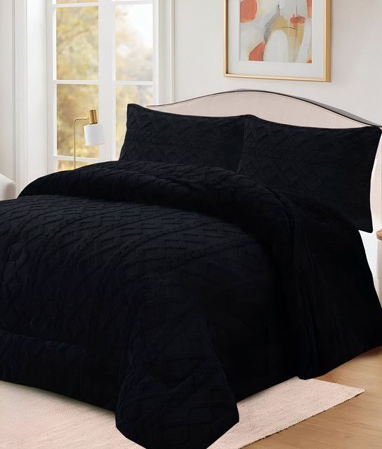 CUBRECAMA GRUESO PARA INVIERNO KING - SUPER NEGRO -12-2