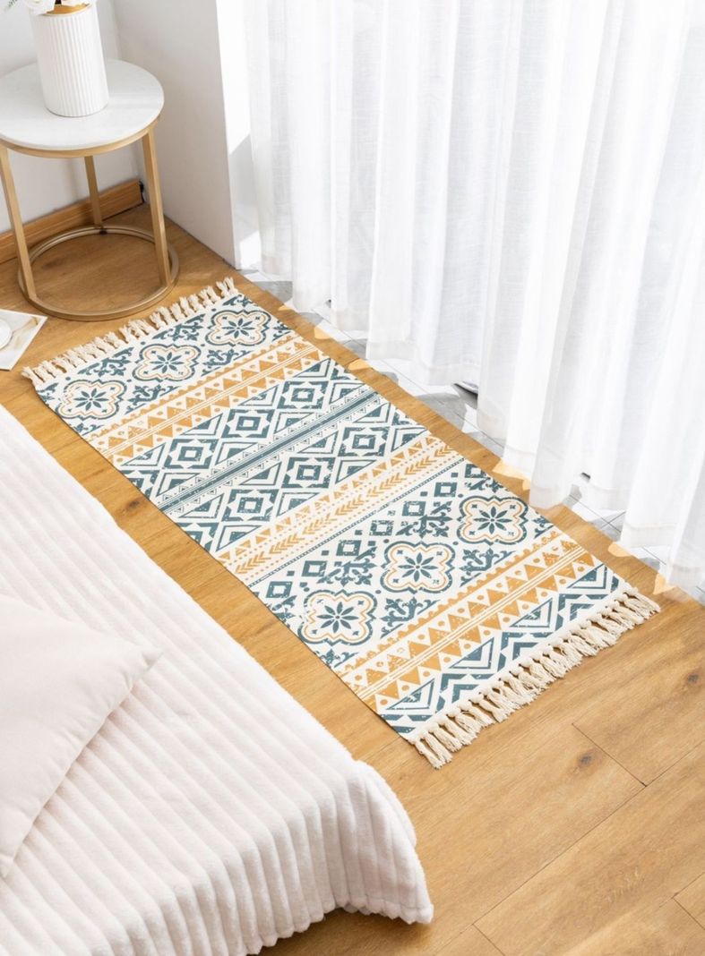 JUEGO DE 2 BAJADA DE CAMA ALFOMBRA DE LINO 60X130cm TH02-2