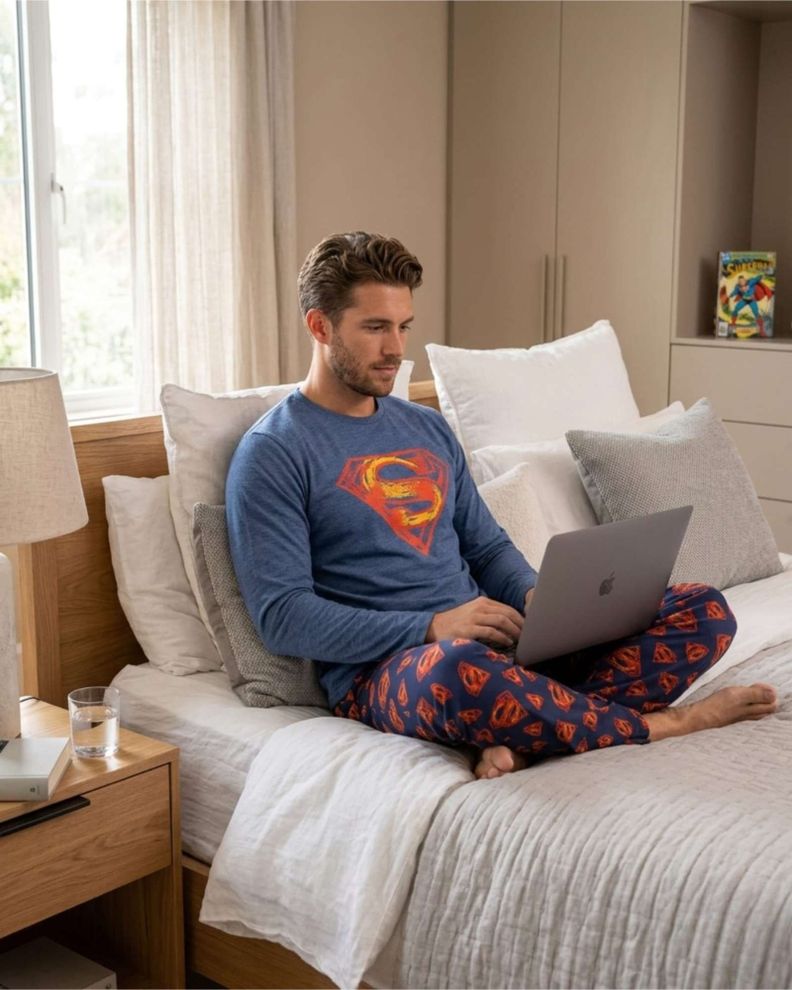 Pijama Hombre Superman Micropolar Térmico Invierno Talla M A5