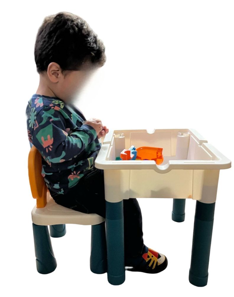 Mesa de Juego para Niños con Silla y Bloques-4