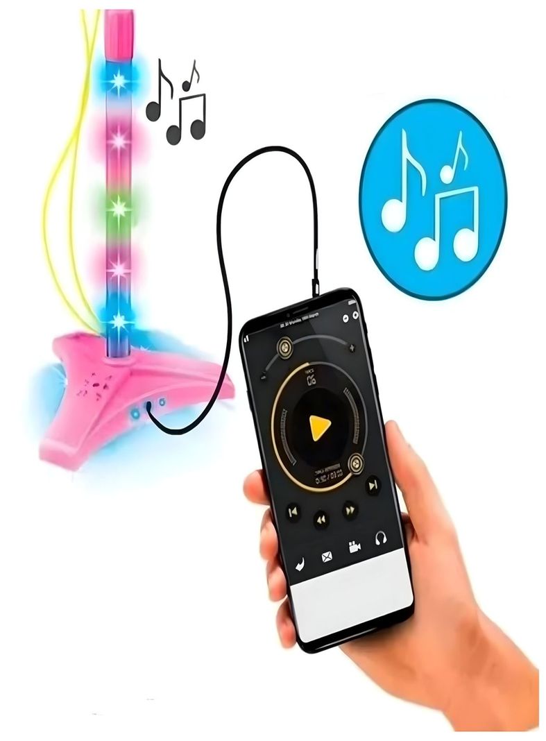 Juguete Micrófono Karaoke Pedestal Luces MP3 27n2-1
