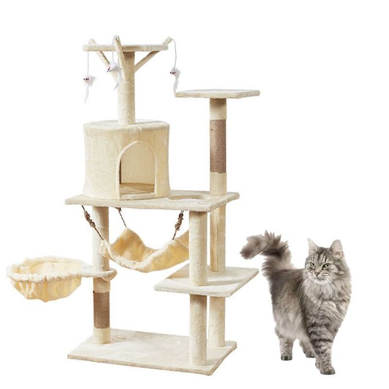 Torre Castillo y Rascador Para Gatos Interactivo -0