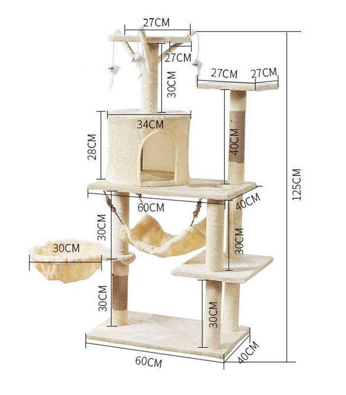 Torre Castillo y Rascador Para Gatos Interactivo -2