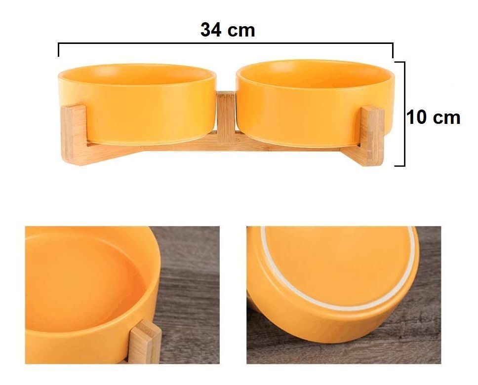 Plato Comedero Doble Grandes De Ceramica Para Perro Gato Xl-2