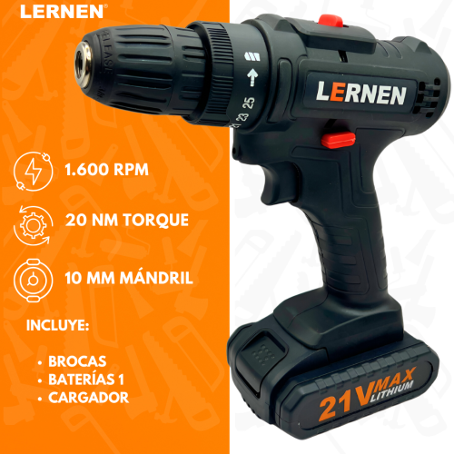 Pack Taladro Destornillador Inalámbrico 21v + Set 246 Brocas-1