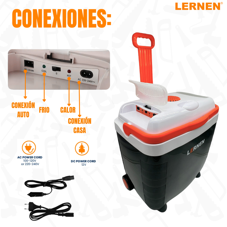 Cooler Pro Portátil con Ruedas 28 Lt 12v Para Autos O Enchufe Ac / Dc-2