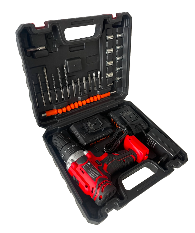 Pack Taladro Inalámbrico Percutor 2 Baterías + Set De 99 Brocas-3