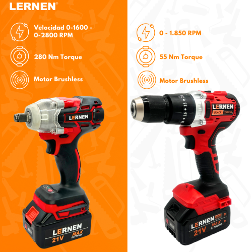 Pack Brushless Taladro y Llave Impacto + Bolso + Accesorios-2