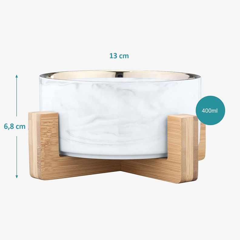 Plato Comedero Doble De Ceramica Para Perros Gatos Elegantes-2