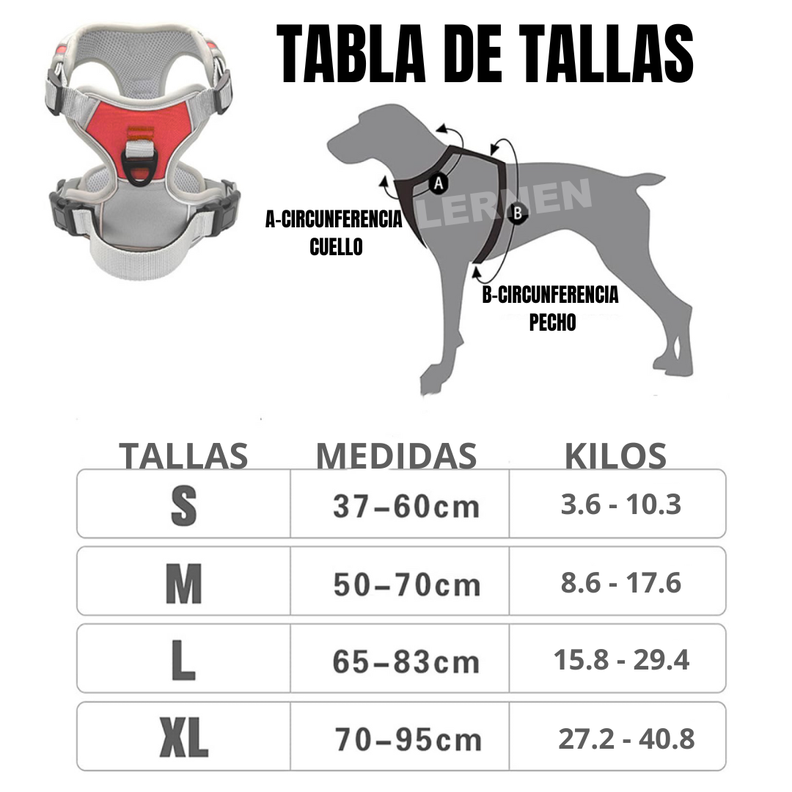 Arnes Reflectante Anti Tirones Con Agarre - Colores Y Tallas-2
