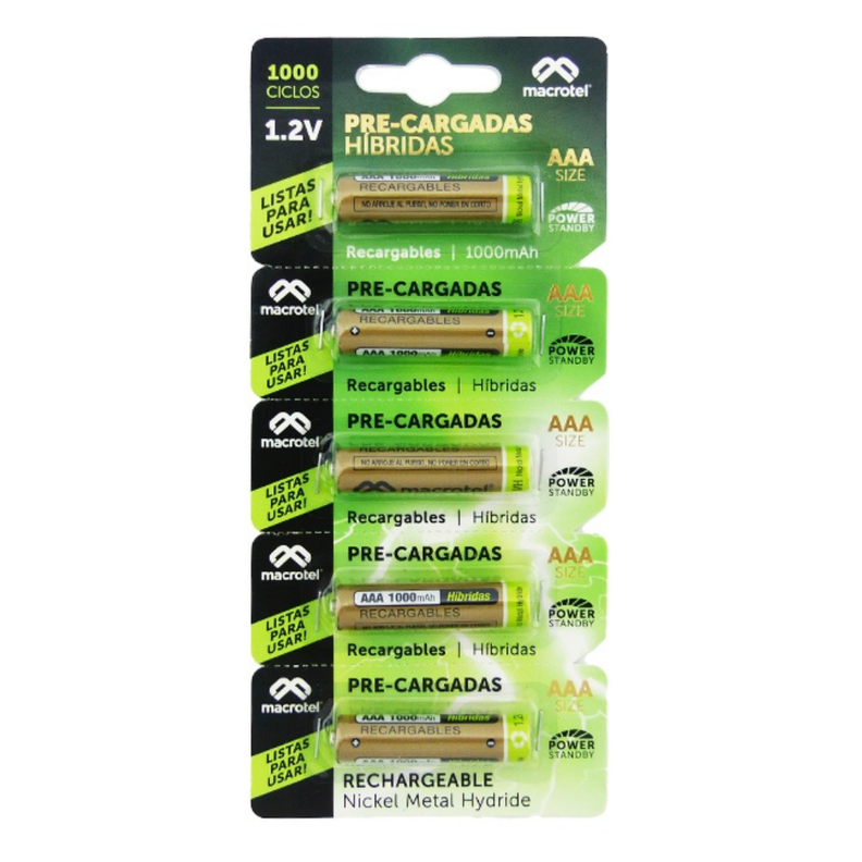 Pilas AAA Recargables / Hibridas Macrotel Pack 5 Unidades -0
