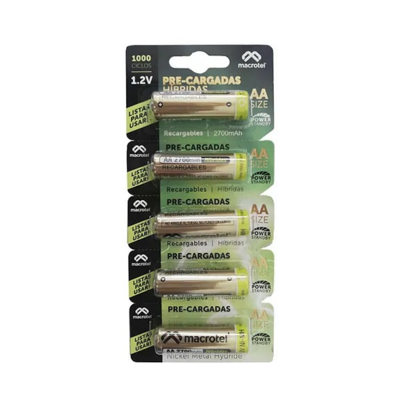 Pilas AA Recargables / Hibridas Macrotel Pack 5 Unidades -0
