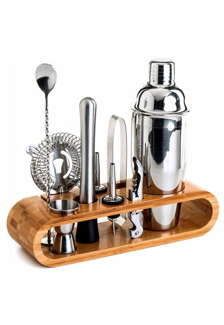 Set de Bartender con Sacacorchos, Destapador y Coctelera 10 Piezas-0