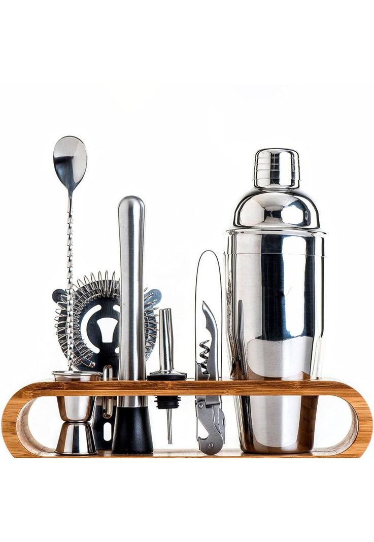 Set de Bartender con Sacacorchos, Destapador y Coctelera 10 Piezas-1