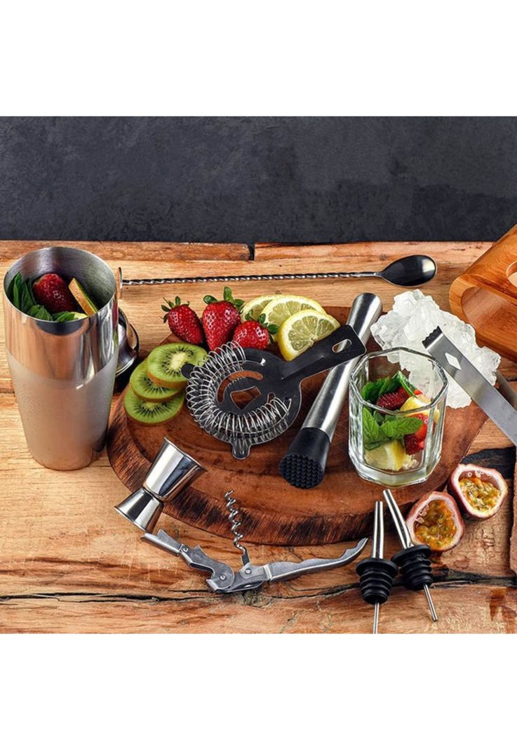 Set de Bartender con Sacacorchos, Destapador y Coctelera 10 Piezas-2