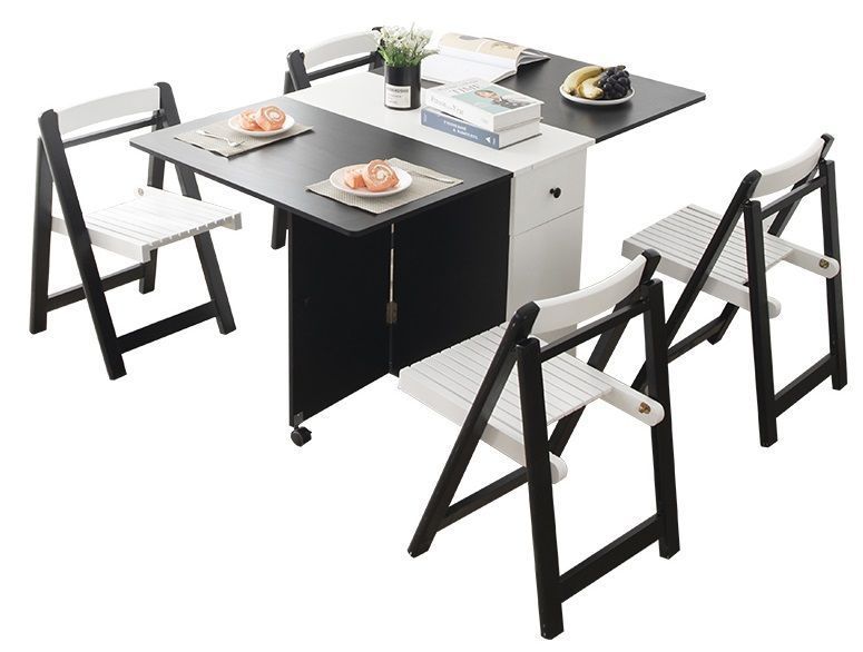 Comedor Plegable mult + 4 sillas plegables madera -0