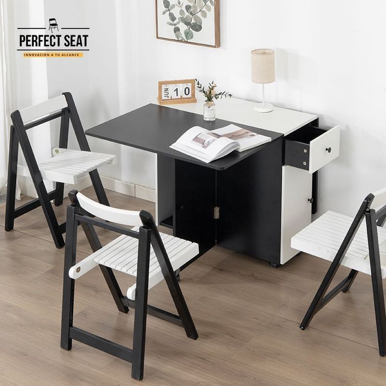 Comedor Plegable mult + 4 sillas plegables madera -3