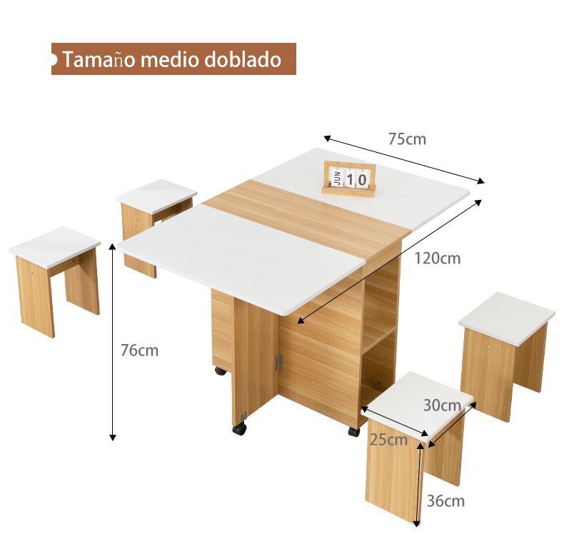 Juego De Comedor + 4 Pisos + Mueble Org Gris/negro-6