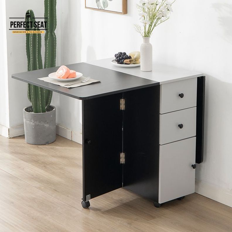 Mesa comedor plegable multiuso Gris/Negro-3
