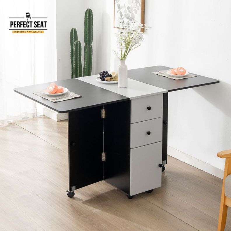 Mesa comedor plegable multiuso Gris/Negro-4