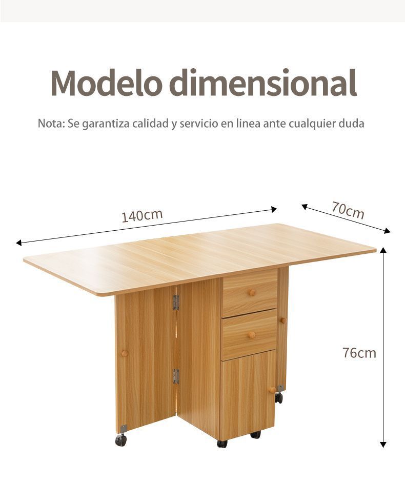 Mesa comedor plegable multiuso Gris/Negro-5