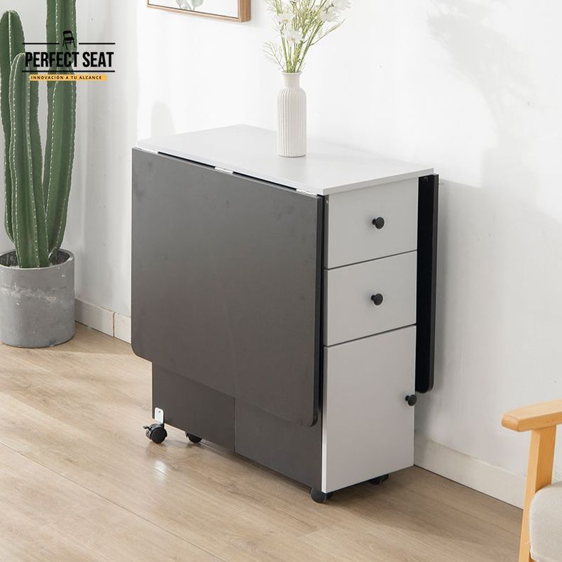 Mesa comedor plegable multiuso Gris/Negro-2