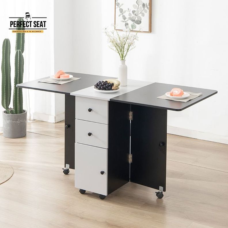 Mesa comedor plegable multiuso Gris/Negro-1