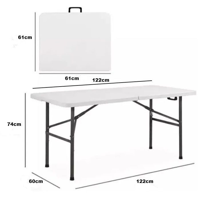 Juego de Comedor Mesa Plegable Maleta 120cm + 6 Taburetes Plegables-1
