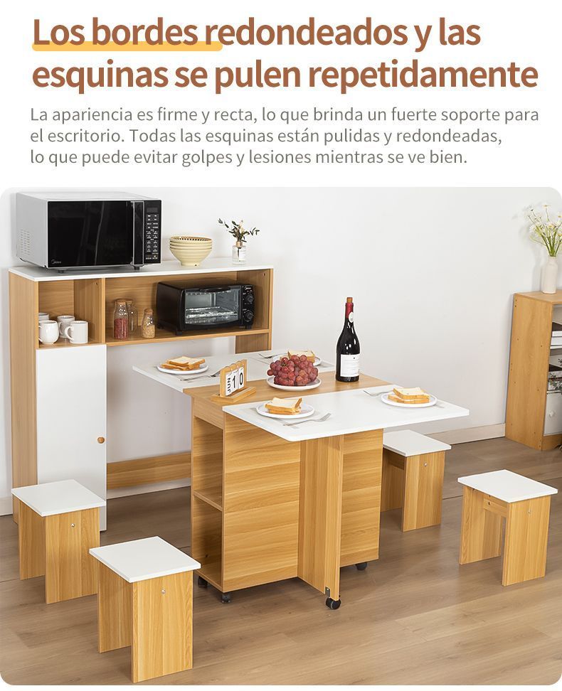 Juego De Comedor + 4 Pisos + Mueble Organizador Ba-5