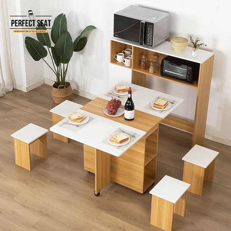 Juego De Comedor + 4 Pisos + Mueble Organizador Ba-3