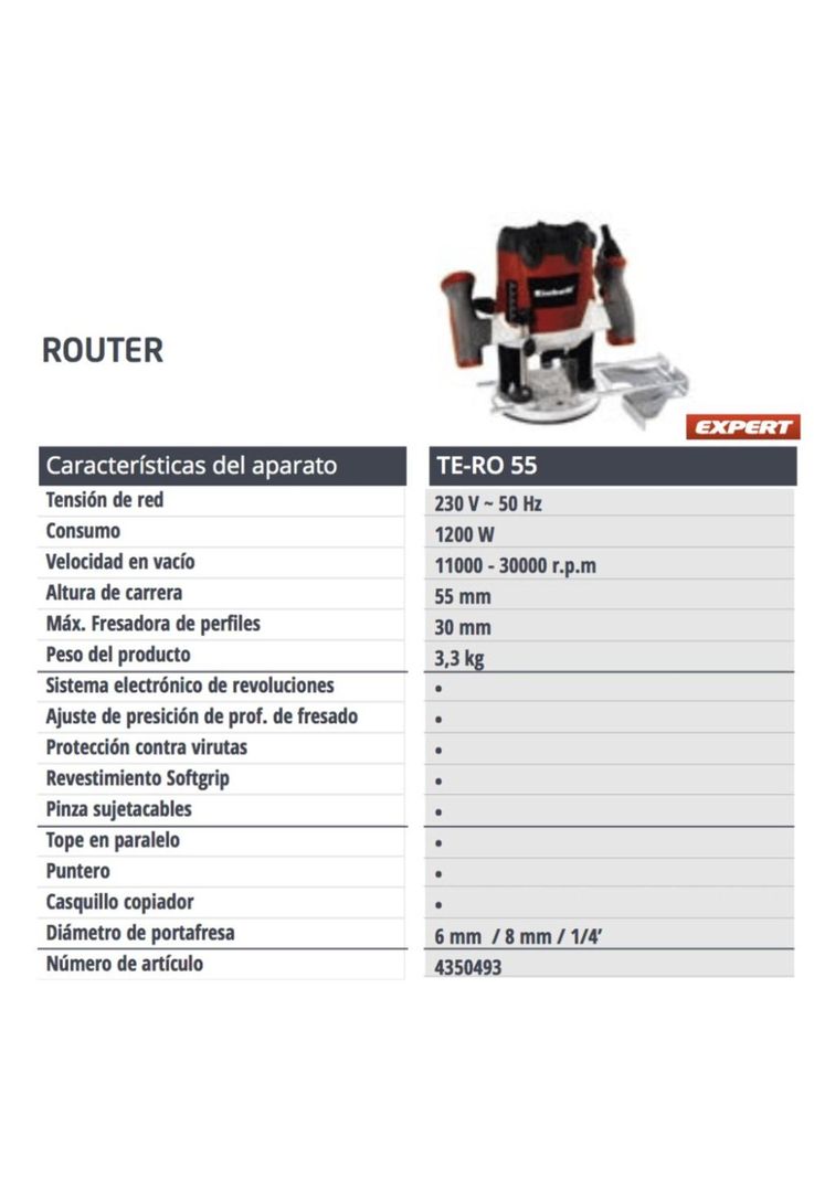 FRESADORA 1200 W / RT-RO 55 C/KIT EINHELL-1