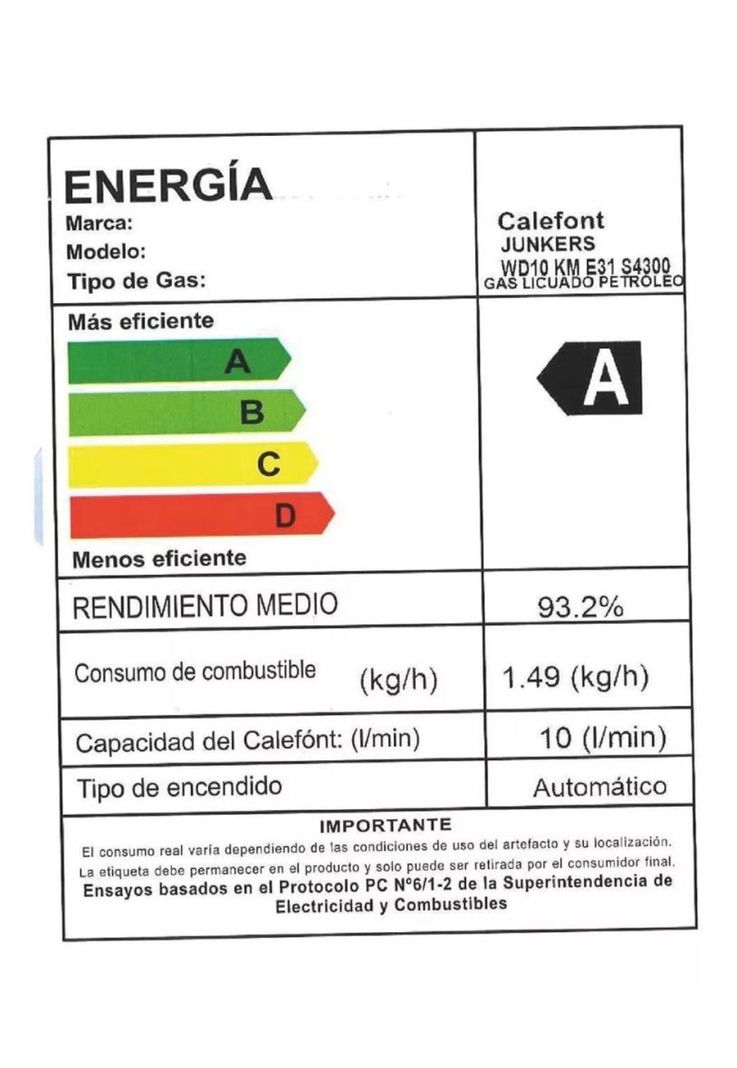 CALEFON JUNKERS GAS LICUADO 10 L. TIRO FORZADO-7