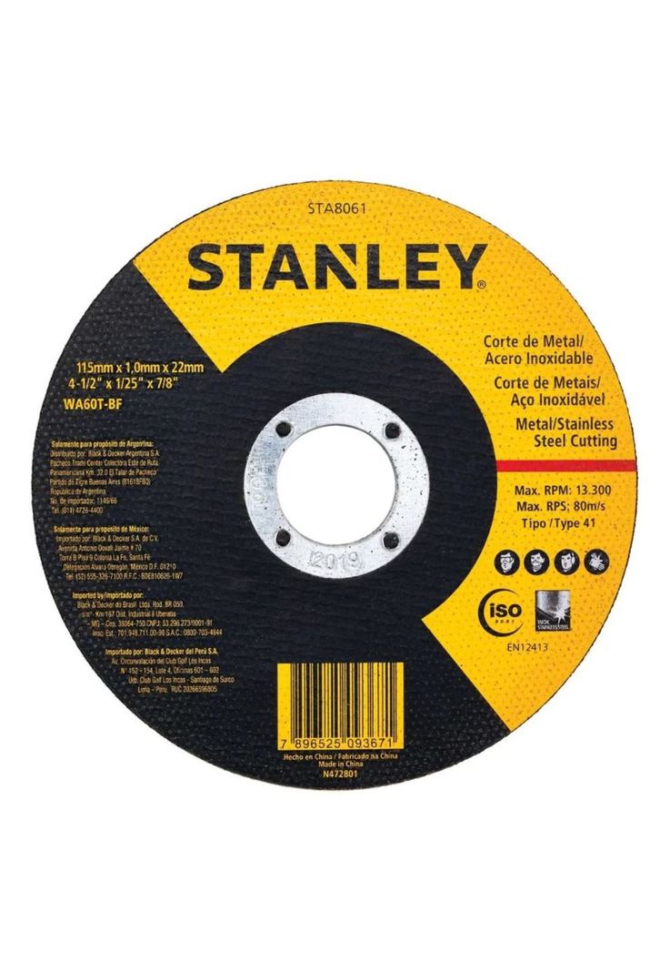 DISCO CORTE STANLEY AC/INOX 4 1/2" STA8061-0