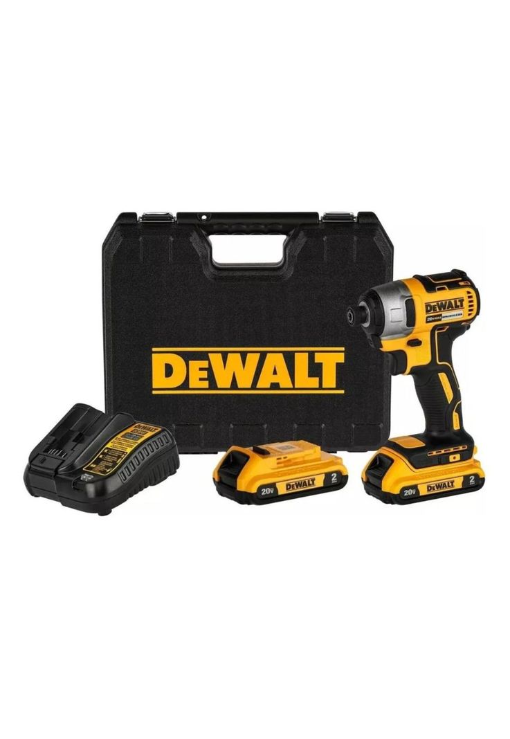 ATORNILLADOR INLAMBRICO DE IMPACTO DEWALT 6.35MM 20V 2 BATERIAS 1.5 AH  +CARGA + MALETA