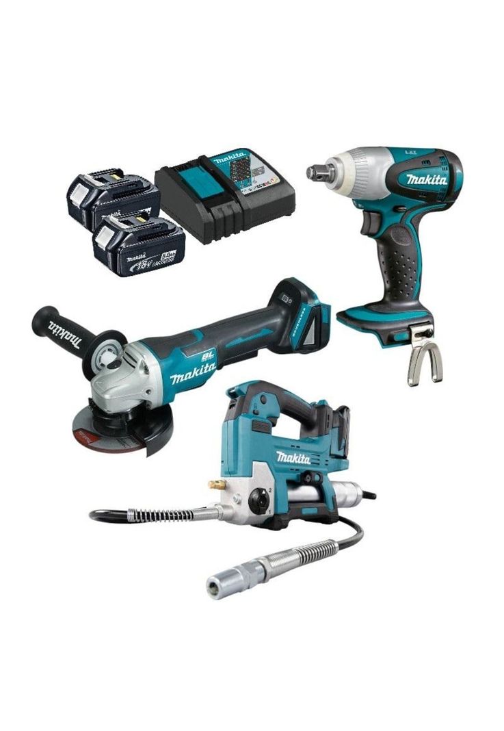KIT MAKITA 18V ESMERIL/LLAVE IMPACTO/ENGRASADORA DGA458RTE-3-5