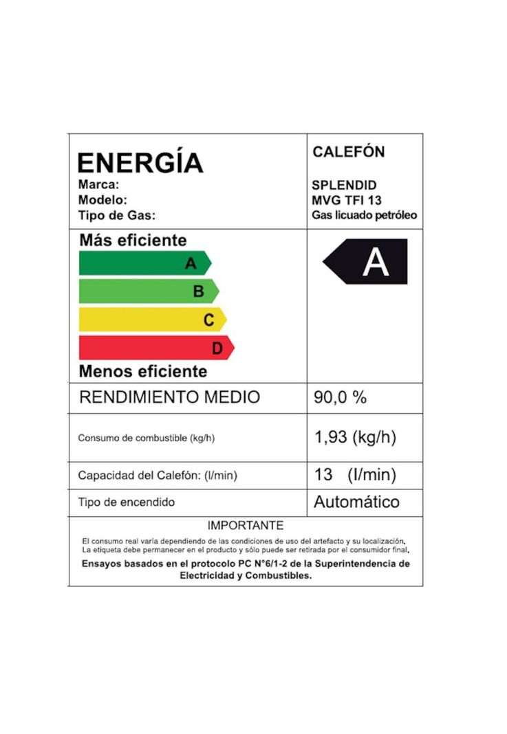 CALEFON SPLENDID 13LT GAS LICUADO MASTER TIRO FORZADO ION-9